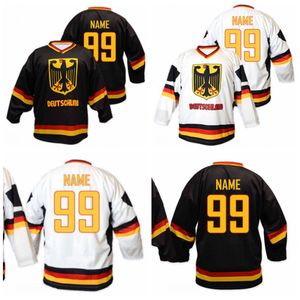 Custom Team Germany Deutschland Hockey sur glace Jersey Hommes Broderie Cousue Blanc Noir n'importe quel numéro et nom Maillots