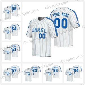 CUSTOM Team Israel 2023 World Baseball Classic Jersey WBC Joc Pederson Jake Bird Richard Bleier Brandon Gold Dean Kremer Kyle Molnar Bubby R