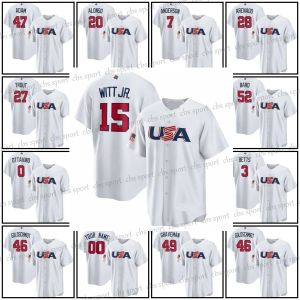 Custom Team USA 2023 World Baseball Classic Jersey WBC Bobby Witt Jr Mookie Betts Pete Alonso Trea Turner Mike Trout J. T. Realmuto Clayton