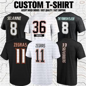 Teemu personnalisé Selanne Trevor Zegras Troy Terry John Gibson Frank Vatrano USA Hockey Club Fans t-shirts de marque