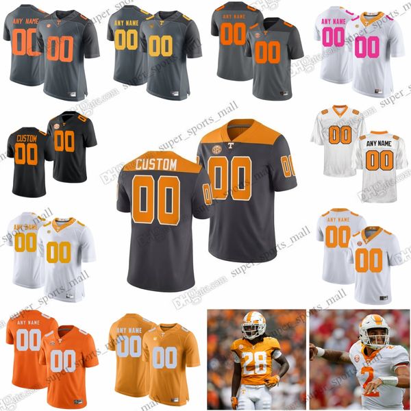 Voluntarios personalizados de Tennessee 2 Jabari Small 7 Joe Milton III 0 Jaylen Wright 9 Ramel Keyton 15 Bru McCoy 5 Hooker 11 Hyatt Negro Naranja Gris Blanco Bowl Vols Jersey