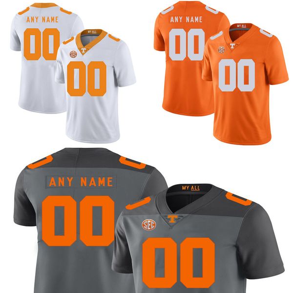 Las camisetas personalizadas de Tennessee Volunteers personalizan a los hombres de la universidad, blanco, naranja, gris, bandera de EE. UU., moda, tamaño adulto, ropa de fútbol americano, camiseta cosida