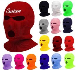 Texte personnalisée Broidered Winter Women Boneie Hat Balaclava Cycling Ski Mask Men Personnalisé votre nom Drop227G8971326