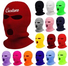 Texte personnalisée Broidered Winter Women Boneie Hat Balaclava Cycling Ski Mask Men Personnalize Your Name Drop327G4353300