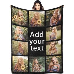 Aangepaste tekst fotocollage op maat gemaakte dekens met afbeeldingen gepersonaliseerde werpdeken voor vader moeder kinderen honden vrienden koppel of geliefde als Kerstmis