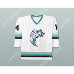 Personalizzata THE LANSING ICE WOLES DEREK THOMPSON 14 MINOR LEAGUE HOCKEY JERSEY Cucitura superiore S-M-L-XL-XXL-3XL-4XL-5XL-6XL