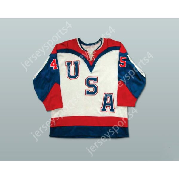 Tire sur mesure White Donald Trump 45 USA Hockey Jersey Nouveau top cousé S-M-L-XL-XXL-3XL-4XL-5XL-6XL