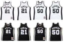 Aangepaste Tim Duncan David Robinson basketbal Jersey S-6XL Mitchell Ness 1998-99 finales Mesh Hardwoods Classics retro versie Heren Dames Jeugd truien