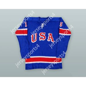 Maillot de hockey bleu personnalisé Tim Sheehy 15 de l'équipe nationale des États-Unis, nouveau haut cousu S-M-L-XL-XXL-3XL-4XL-5XL-6XL