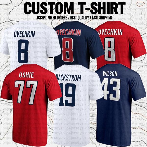 T-shirt à manches courtes personnalisé TJ Oshie Nicklas Backstrom USA pour les fans du club de hockey