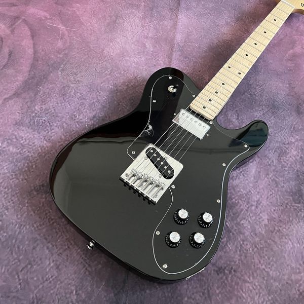 Guitare électrique Custom TL 21 frettes, corps solide noir, matériel argenté, en stock