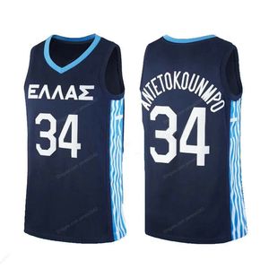 Custom Tokyo Giannis Antetokounmpo #34 Team Griekenland Basketball Jersey Heren gestikt maat S-4XL Elke naam en nummer Topkwaliteit