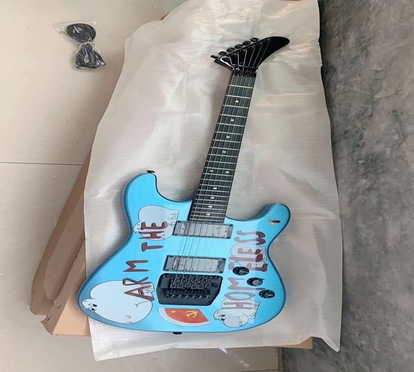 ARM TOM MORELLO CUSTOM Les sans-abri en métal bleu guitare électrique pont noir trémolo trépied verrouillage de noix de Chine 7423627