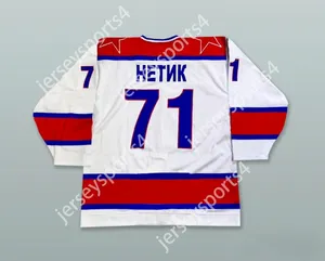 Aangepaste Tomas Netik 71 HC CSKA Moskou Witte Hockey Jersey Top S-M-L-XL-XXL-3XL-4XL-5XL-6XLL