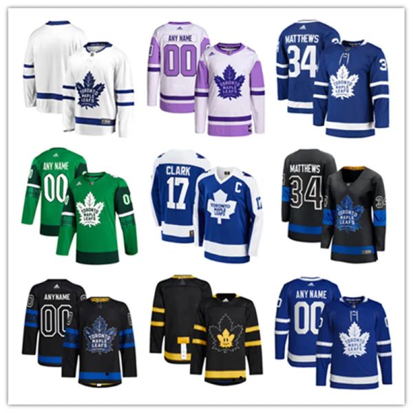 Maillots de hockey personnalisés des Maple Leafs de Toronto 88 William Nylander 44 Morgan Rielly 35 Ilya Samsonov 2 Luke Schenn 91 John Tavares 25 Cono