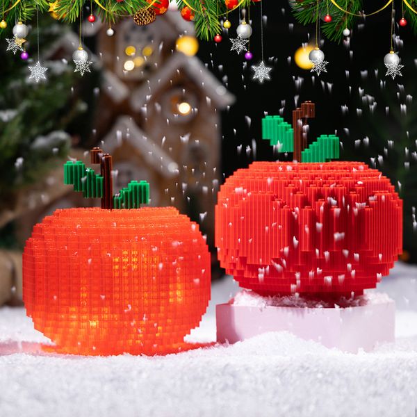 juguete personalizado nuevo ladrillo construir juguete de frutas mejor kit de bloques de construcción de ladrillos navideños Modelo de construcción Bloque de construcción Luz de Navidad Juguete para niños Juguete creativo DIY Juguete de Navidad para niños