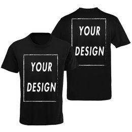 Aangepaste T-shirt Voorkant Achterkant Afdrukken Professioneel Uw eigen tekst Po Man Gepersonaliseerde Premium Geschenken T-shirt EU-maat 100% Katoen 240325