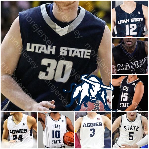 Maillot de basket personnalisé U State Aggies Ncaa College Sam Merrill Anderson Justin Bean Abel Porter Brito Miller Dorius Bairstow