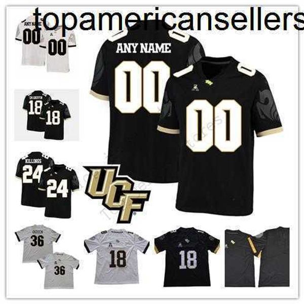 Maglia personalizzata UCF Knights College Football Qualsiasi nome Numero Bianco Nero 5 Dredrick Snelson 12 Taj McGowan 26 Otis Anderson 88 Maglia con cuciture Akins