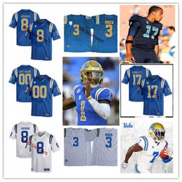 Maillot de football cousu sur mesure des Bruins de l'UCLA 26 Devin Kirkwood 17 Logan Loya 21 JonJon Vaughns 6 John Humphrey 55 Thomas Cole 23 Shamar Martin 11 Josh Moore 12 Matt Sykes