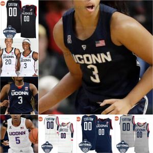 Maillot de basket-ball personnalisé UConn Huskies College NCAA 10 Hassan Diarra 35 Samson Johnson 40 Andre Johnson Jr. Hommes Femmes Jeunes Enfants Maillots 2023 Champions nationaux