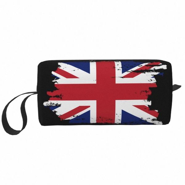 Bandera del Reino Unido personalizada Bolsa de aseo Mujeres Uni Jack Británico Orgulloso Maquillaje Cosmético Organizador Señora Belleza Bolsas de almacenamiento Dopp Kit Caja Caja A1pr #