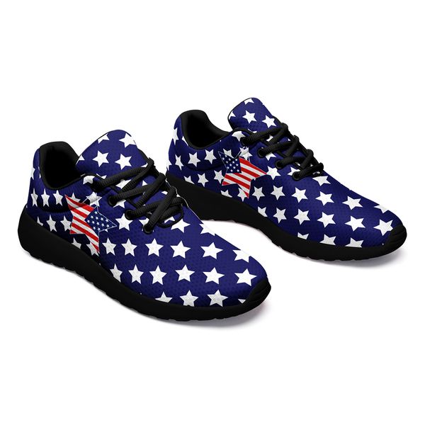 Personnalisé USA drapeau à lacets léger concepteur respirant course à pied tennis meilleures chaussures décontractées américain patriotique hommes femmes couple maille supérieure sneaker chaussures