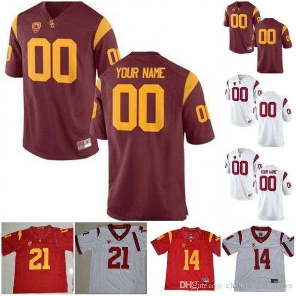 Custom USC Trojans 2019 football tout nom de nom rouge blanc 18 JT Daniels 10 Jack Sears 19 Matt Fink SEAU NCAA 150th Jersey