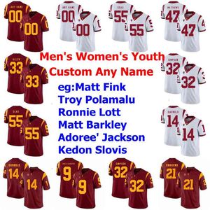 Custom USC Trojans College Football Jerseys Kids Jeugd Marcus Allen Jersey Clay Matthews Matt Fink Troy Polamalu Ronnie Lott Red Gestikt