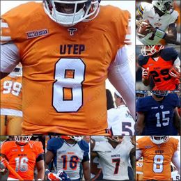 Aangepaste UTEP Miners voetbalshirt College Marcus Thomas Aaron Jones Josh Fields Denzel Chukwukelu Lof Amaewhule Justin Garrett heren dames jeugd