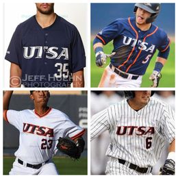 Aangepaste UTSA Roadrunners honkbaltrui alle gestikte heren dames truien 1 Matt King 2 Isaiah Walker 3 Antonio Valdez 4 Tye Odom 5 Josh Killeen 6 Ryan Beaird