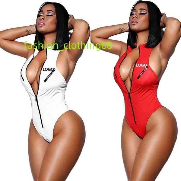 Personnalisé col en V maillot de bain à fermeture éclair haut découpé Triangle Tankinis Bikini maillot de bain femmes maillots de bain une pièce maillot de bain adultes