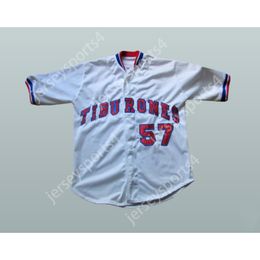 Aangepaste Venezuela Tiburones Sharks 57 Baseball Jersey Elke naamnummer Top gestikte S-6XL