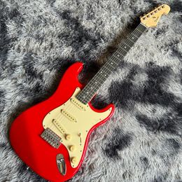 Guitarra eléctrica vicers ST personalizada, color rojo sólido, diapasón de palisandro de 6 anillos