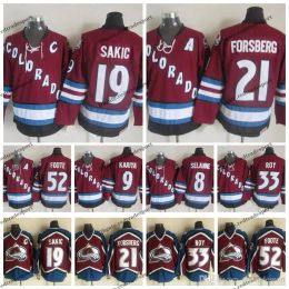 Aangepaste heren dames jeugd Vintage Colorado Avalanche Hockey Jerseys 52 Adam Foote 21 Peter Forsberg 8 Teemu Selanne 9 Paul Kariya 19 Joe Sakic 33 Patrick Roy J