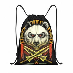 Custom Vintage Panda Warrior Tasje voor Winkel Yoga Rugzakken Vrouwen Mannen Zwaard Beer Sport Gym Sackpack d1pv #