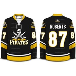 maillot de hockey vintage personnalisé The Dread P 87 ROBERTS rayures de chemise rares et un nom et un numéro de maillots de hockey sur mesure et cousus