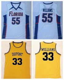 AANGEPASTE Vintage witte chocolade Jason Williams #55 Florida Gators College Basketball Jersey 33 Jason Williams DuPont High School gestikt Shi