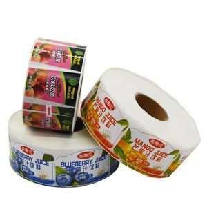 Aangepaste vinyl Waterdichte voor- en achterpakket Label Wit BOPP Roll Adhesive Sticker Kleur Afdrukken Fles Labels