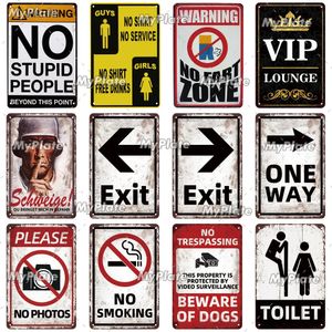 Custom VIP Lounge Metal Signs Warning Metal Plate Vintage Plaque No Stupid Tin Signs Plaques Wall Decor for Bar Club Man Cave Toilet Art Painting Poster Gift 30X20CM w01