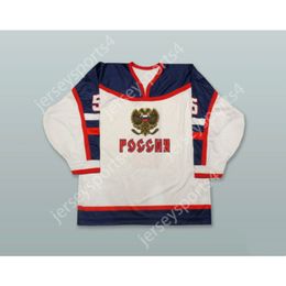 Custom Vishnevski 5 Rusland White Hockey Jersey Nieuwe top ed S-M-L-XL-XXL-3XL-4XL-5XL-6XL