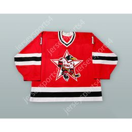 Personalizado VITALI YEREMEYEV 1 PINGÜINOS RUSOS JERSEY DE HOCKEY ROJO NUEVO Top cosido S-M-L-XL-XXL-3XL-4XL-5XL-6XL