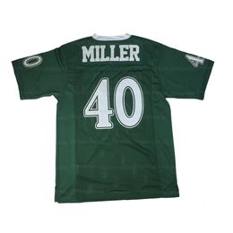 Personnalisé Von Miller 40 # High School Football Jersey Broderie Cousu Vert Tout Nom Numéro Taille S-4XL Maillots Top Qualité