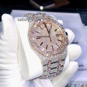 Aangepaste VVS D Moissanite Watch Diamond Iced Out Watches Studded roestvrij staal mannen Arabische buste buste naar beneden Watch Merk Hip Hop Jewelry