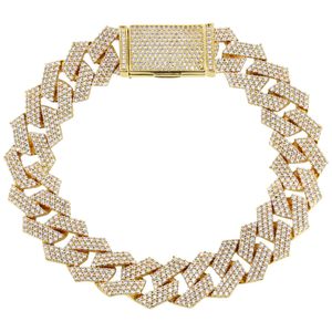 VVS VVS Moisanite Diamond Hip Hop Rappeur épais 14 mm 16 mm 20 mm Bracelet de chaîne de liaison cubaine Sier Men OEM 9k 14K Gold