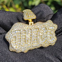 Pendentif personnalisé VVS Moissanite diamant glacé, pendentif Hip Hop en argent plaqué or 18 carats