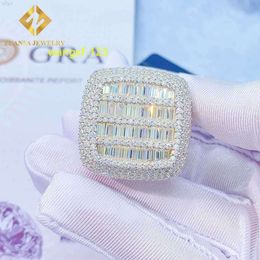 Bague personnalisée en diamant Vvs Moissanite pour hommes, bague brillante brillante, anneaux croisés glacés, Hip Hop
