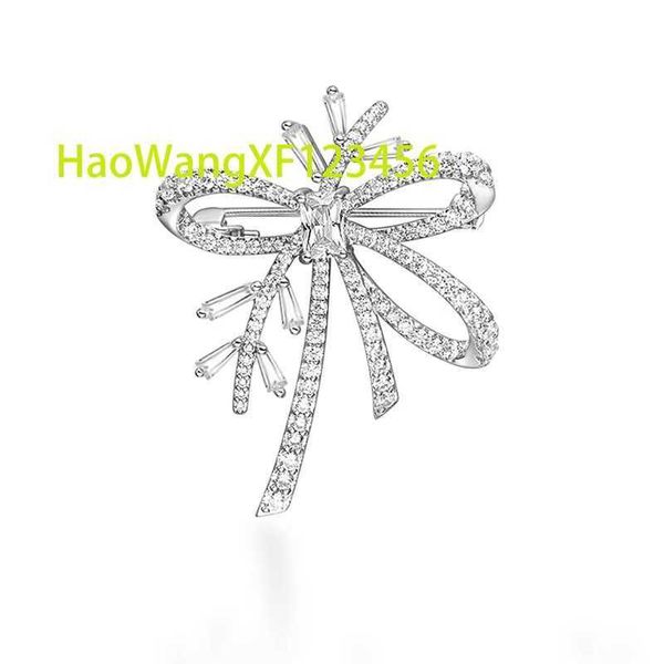 Diamant moissanite VVS personnalisé en argent Sterling S925 avec broches en ruban à nœud plaqué or 18 carats