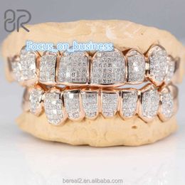 VVS Custom Moissanite Grillz Hip Hop Style Hecho Out Princess Cut Diamond 925 Plata de joyería fina de plata para hombres Mujeres