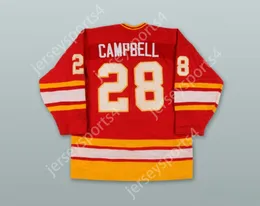 Custom Wade Campbell 28 Moncton Golden Flames Red Hockey Jersey Top gestikt S-M-L-XL-XXL-3XL-4XL-5XL-6XLL